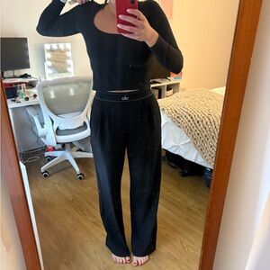 ALO Yoga Black High-Rise Wide-Leg Pants